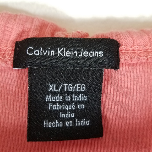 Calvin Klein Thermal Hoodie Ribbed Coral Size XL - Picture 3 of 6